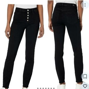 PAIGE Margot Ankle High Rise Skinny Raw Hem Jeans Black Distressed – Size 24